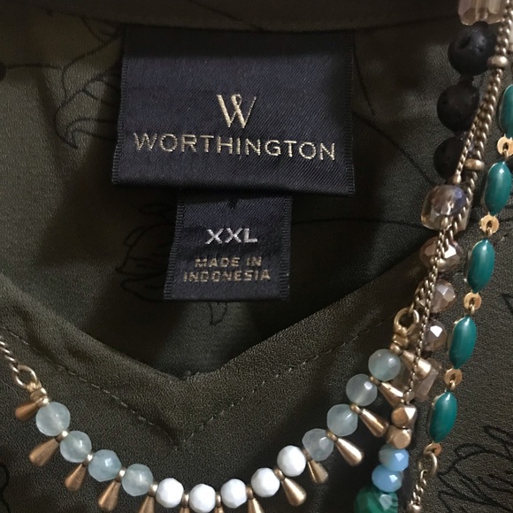 Worthington XXL Army Green Blouse NWOT - Picture 2 of 5